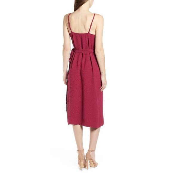NWT! Chelsea28 Crepe Wrap Midi Dress Burgundy Plum - Picture 2 of 8